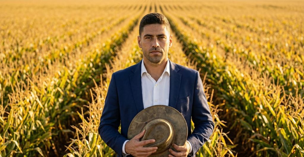 Gideão do Agro — Engenheiro Agrônomo no campo de milho